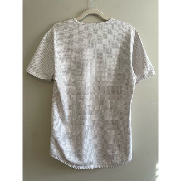 BYLT LUX Size L Drop Cut T-Shirt White Gray Dots Short Sleeves - Picture 2 of 5